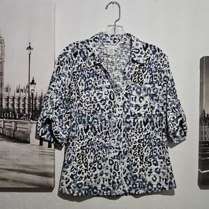 CD.PETITES Blue and White Women's Top